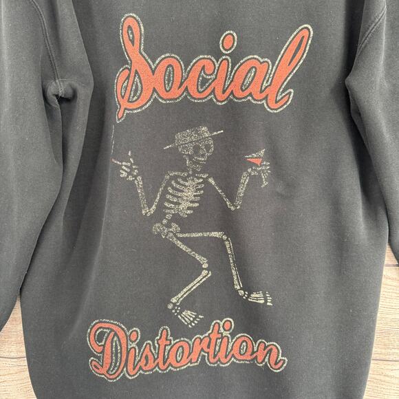 Vintage Social Distortion Skeleton Martini Logo Full Zip Hoodie Mens L Black - Picture 4 of 10